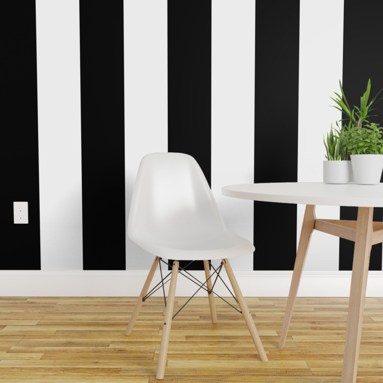 Pre-Pasted Wallpaper 2FT Wide Black And White Large Stripes Hollywood Regency Glam Monochrome Luxe Custom Pre-pasted Wallpaper by Spoonflower